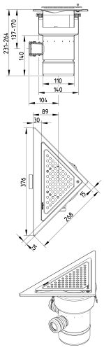 Line Drawing - Drain-No membrane-Triangular