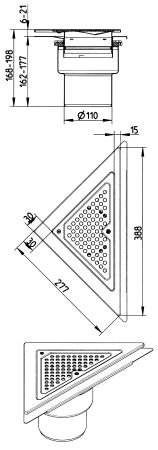 Line Drawing - Drain-Liquid membrane-Triangular