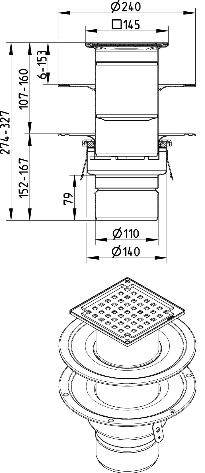 Line Drawing - Drain-2 membranes-145