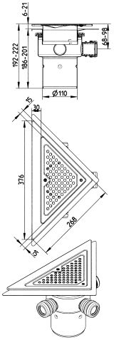 Line Drawing - Drain-Liquid membrane-Triangular