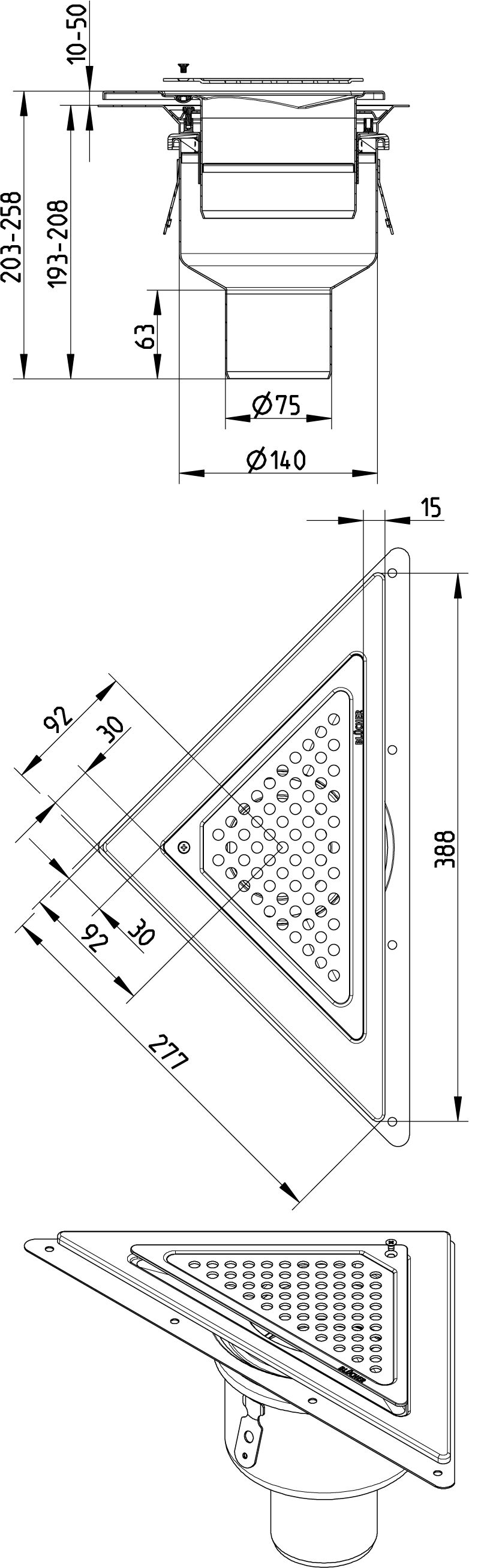 Line Drawing - Drain-Sheet membrane-Triangular