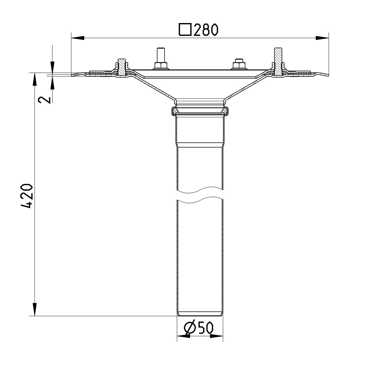 Line Drawing - Lower part-single ply membrane