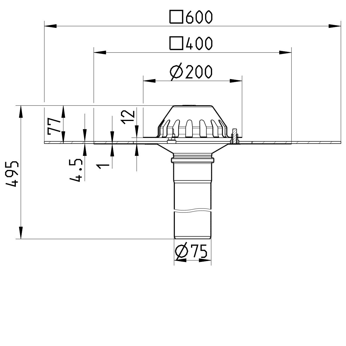 Line Drawing - Drain for gravity-bitumen collar