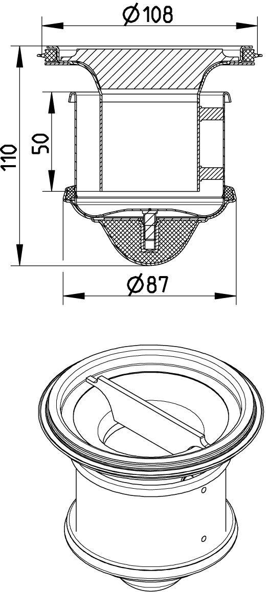 Line Drawing - Water trap-110