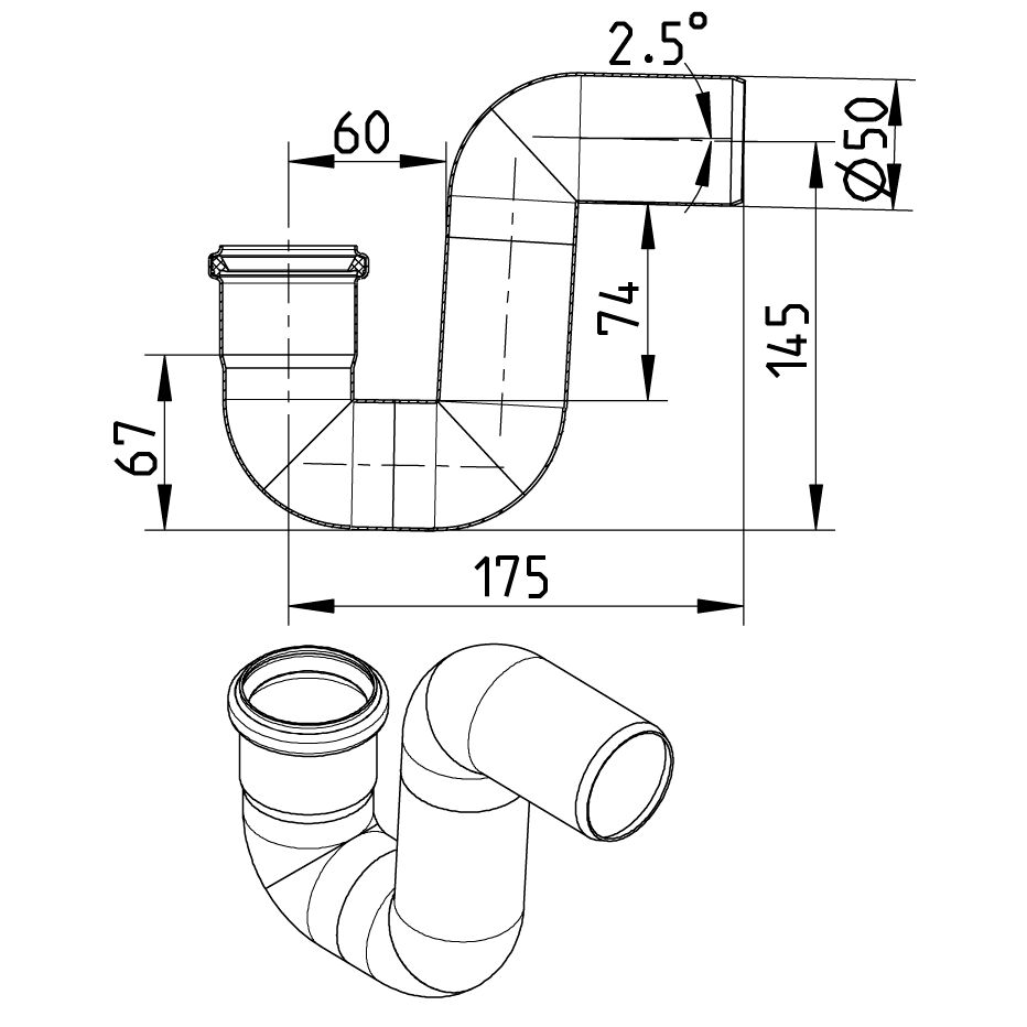 Line Drawing - Water trap-p