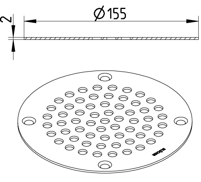 Line Drawing - Spare parts-old-drain-grating