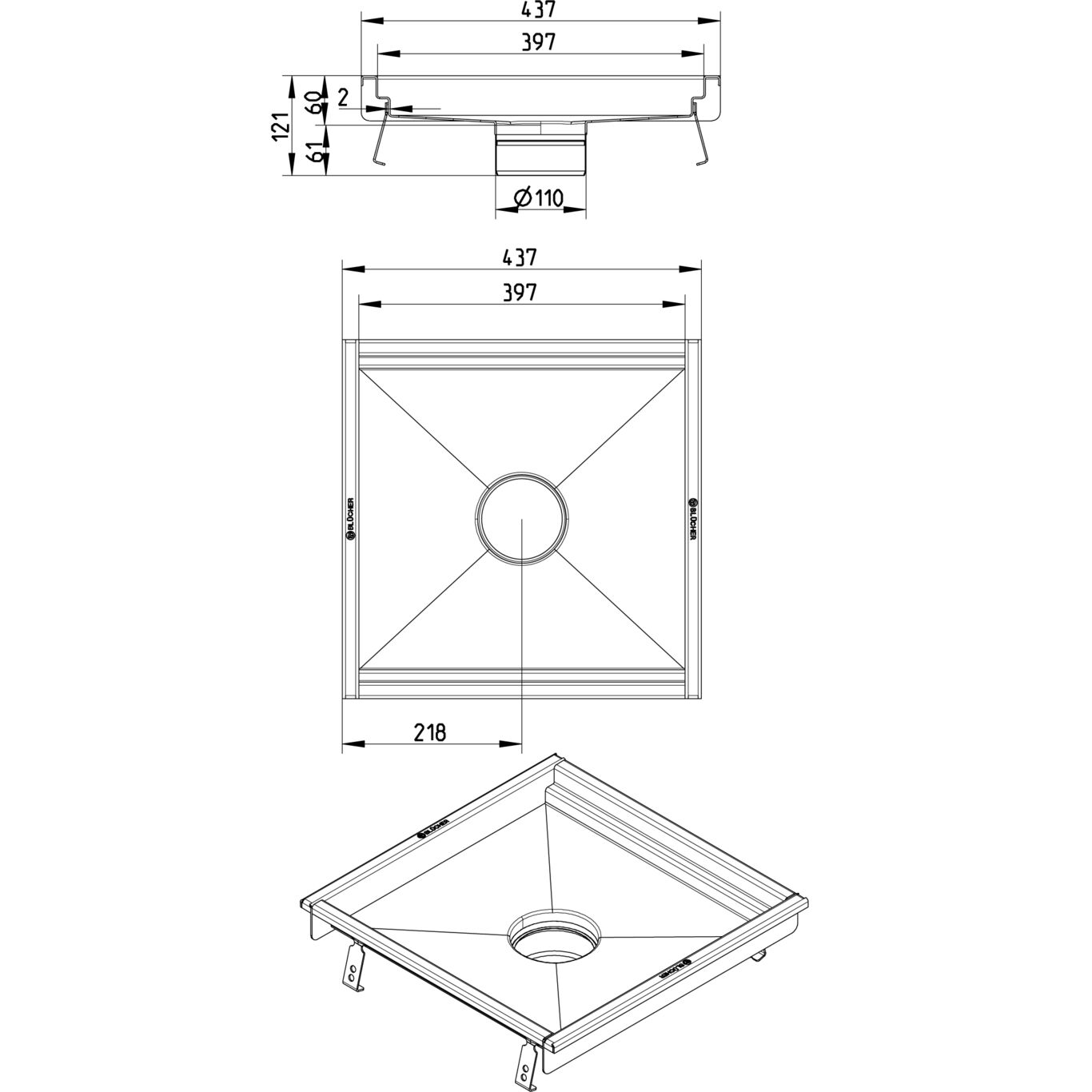 Line Drawing - Kitchen channel-No membrane