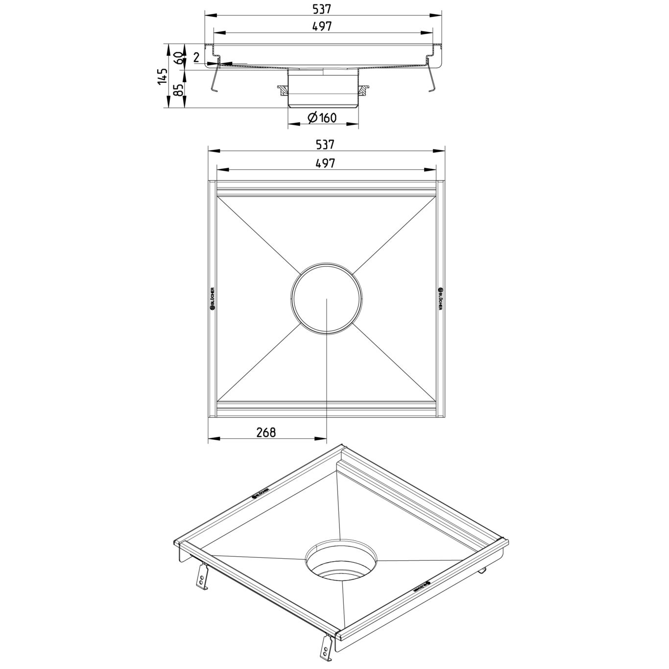 Line Drawing - Kitchen channel-No membrane