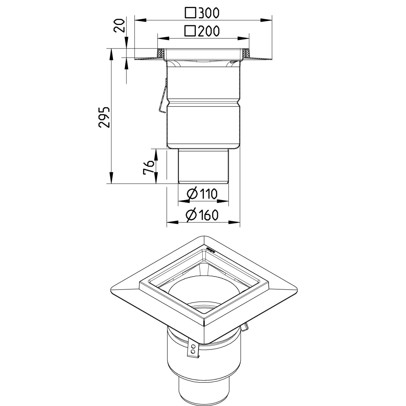 Line Drawing - Drain-Liquid membrane-200