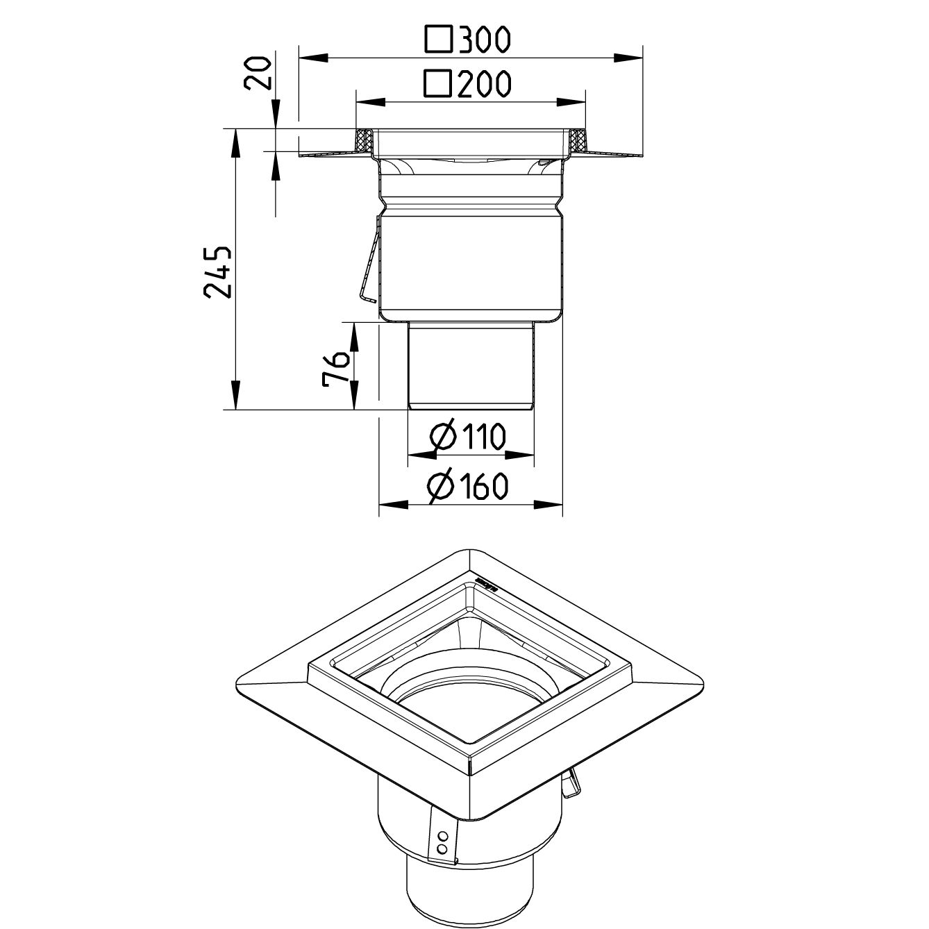 Line Drawing - Drain-Liquid membrane-200