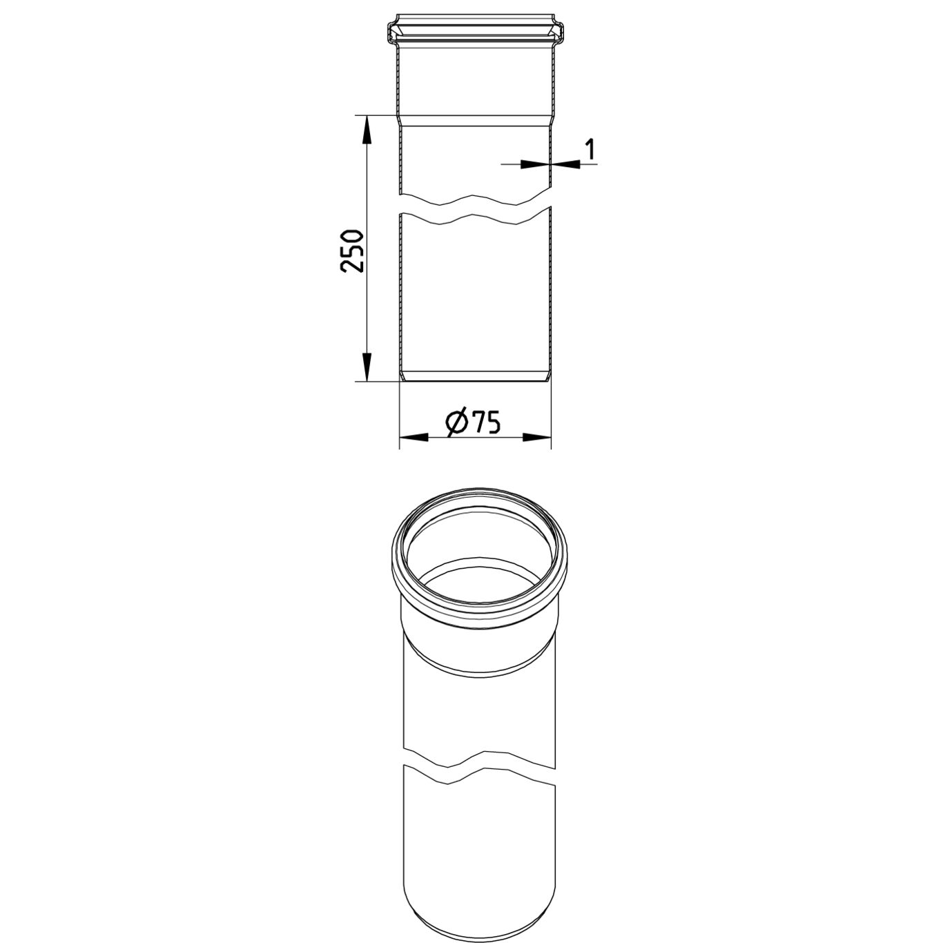 Line Drawing - Straight pipe