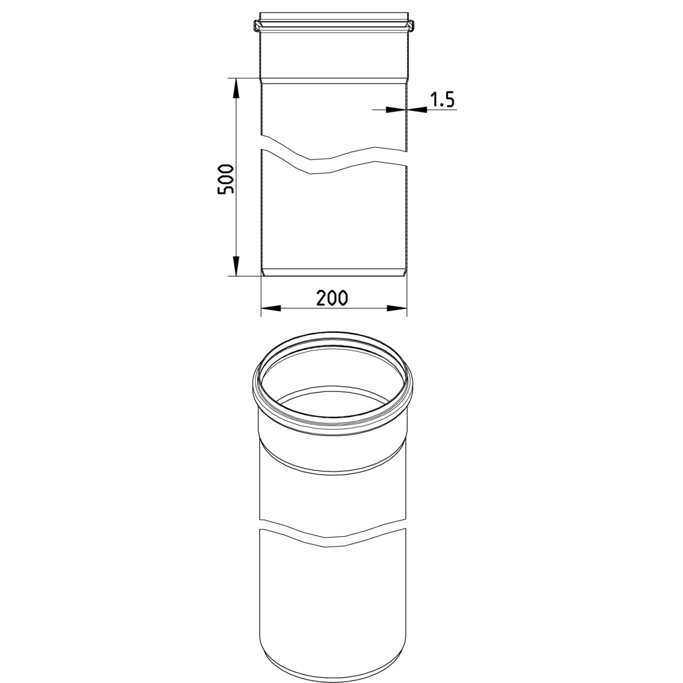 Line Drawing - Straight pipe