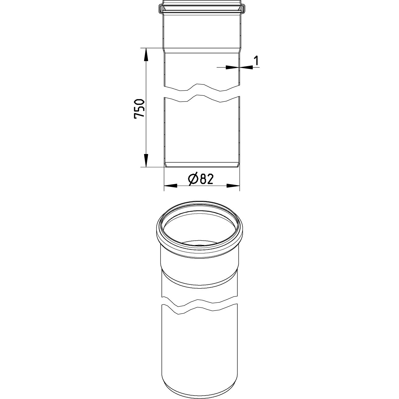 Line Drawing - Straight pipe