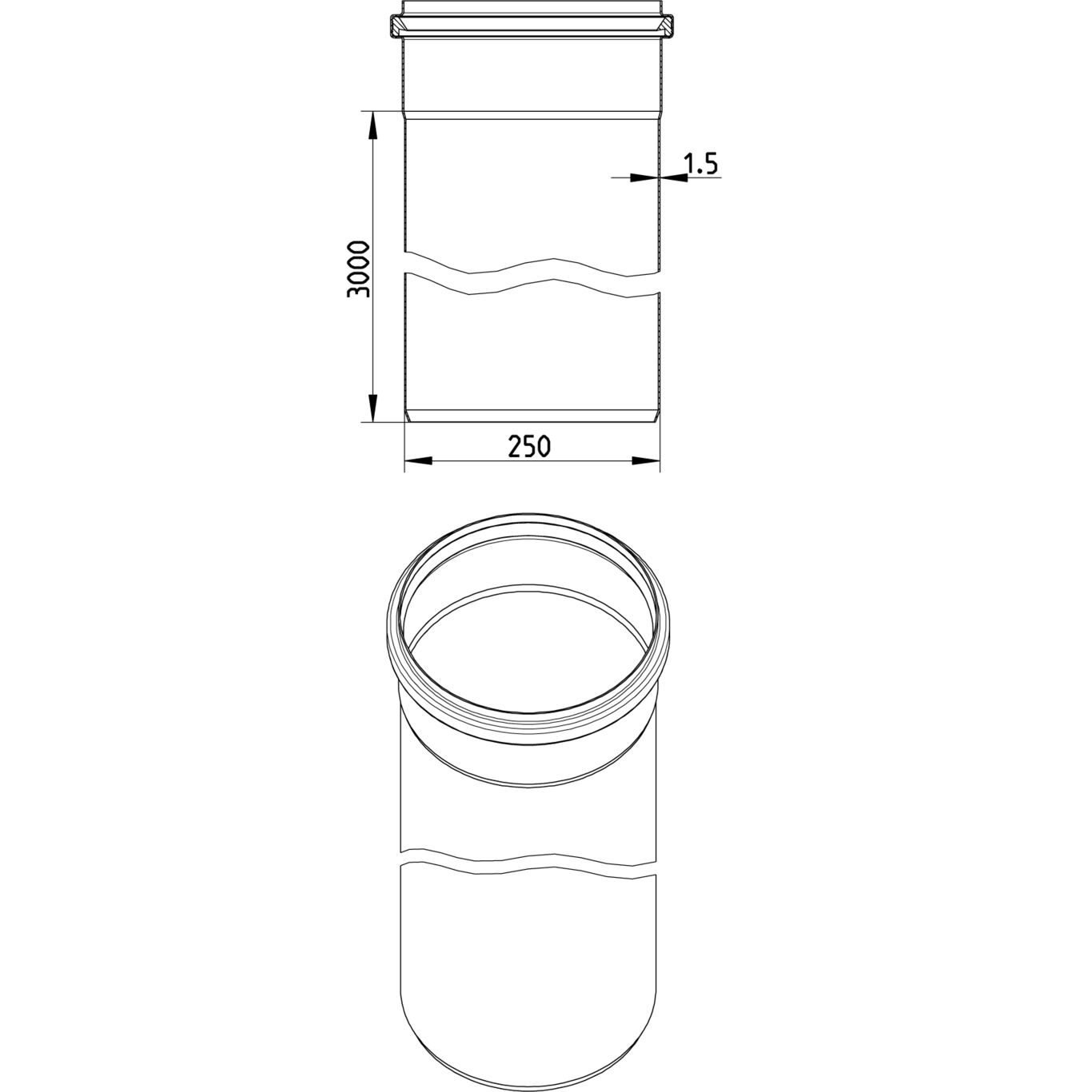 Line Drawing - Straight pipe