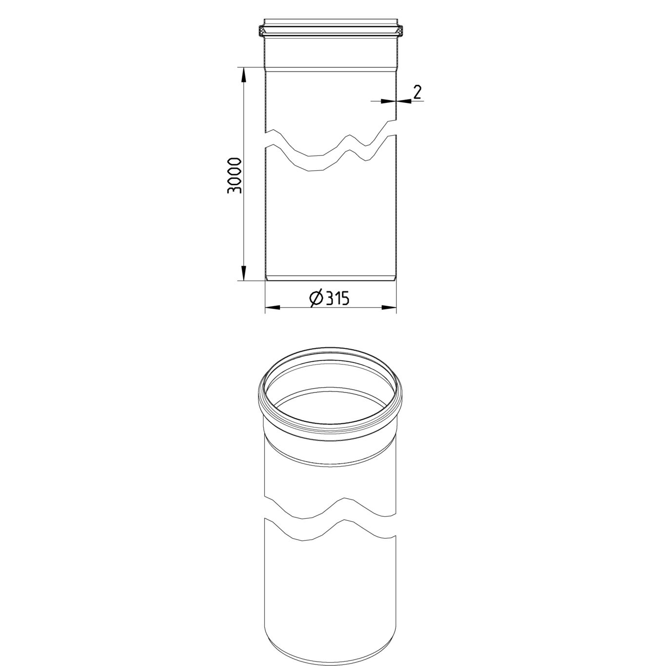 Line Drawing - Straight pipe