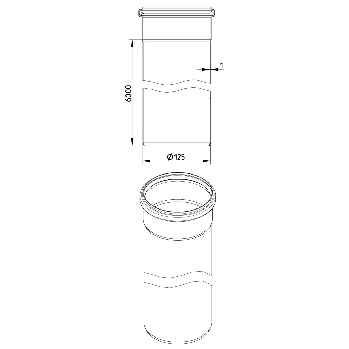 Line Drawing - Straight pipe