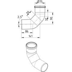 Line Drawing - Bend-87.5-long radius