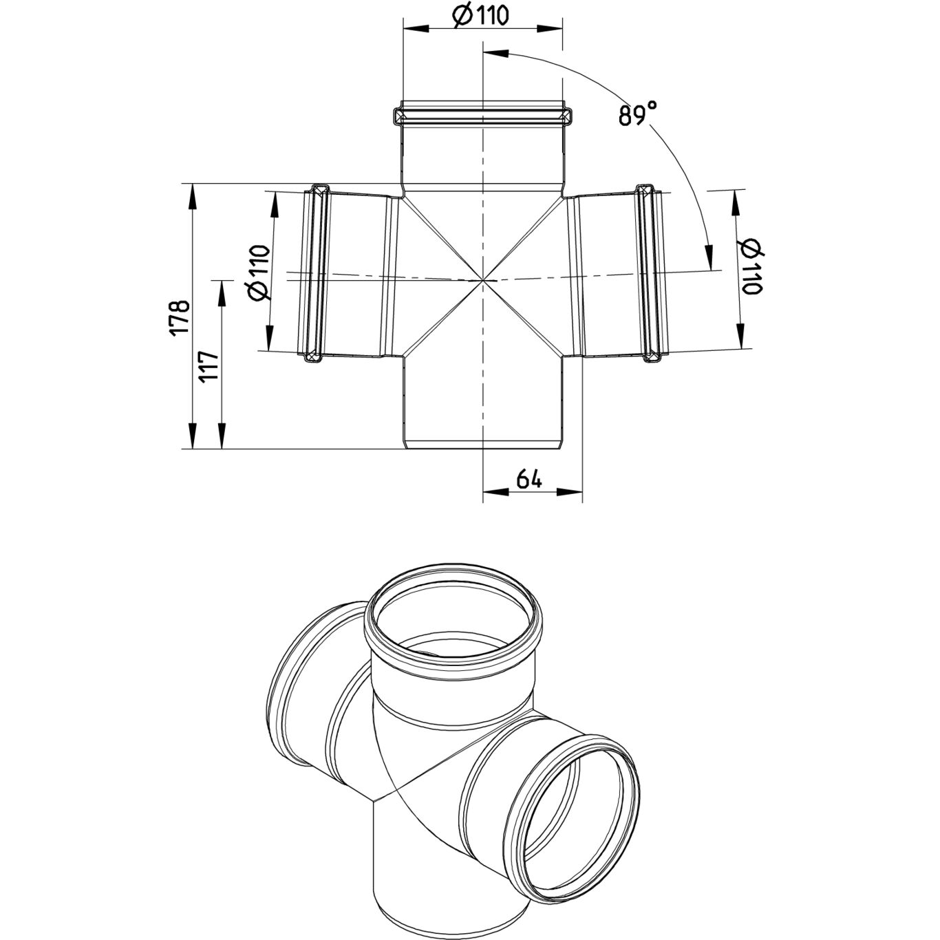 Line Drawing - Double branch-89-180