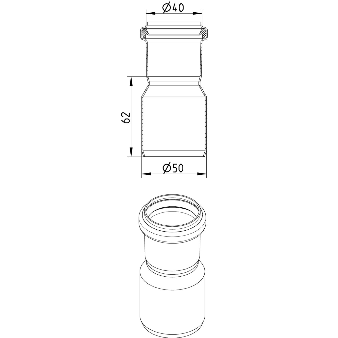 Line Drawing - Increaser-concentric