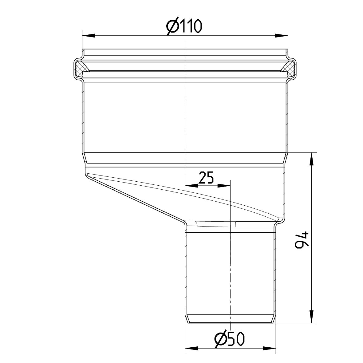 Line Drawing - Reducer-eccentric