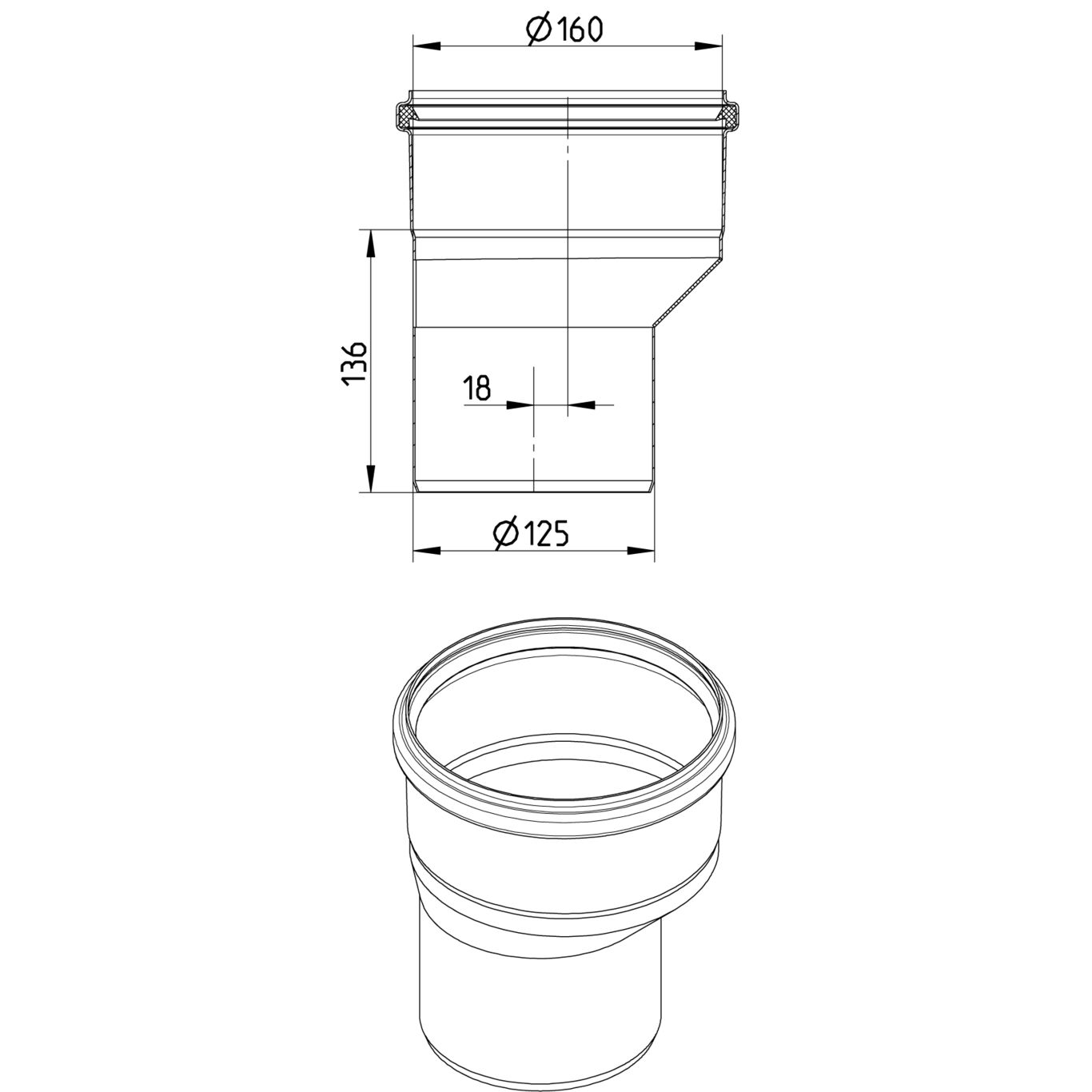 Line Drawing - Reducer-eccentric