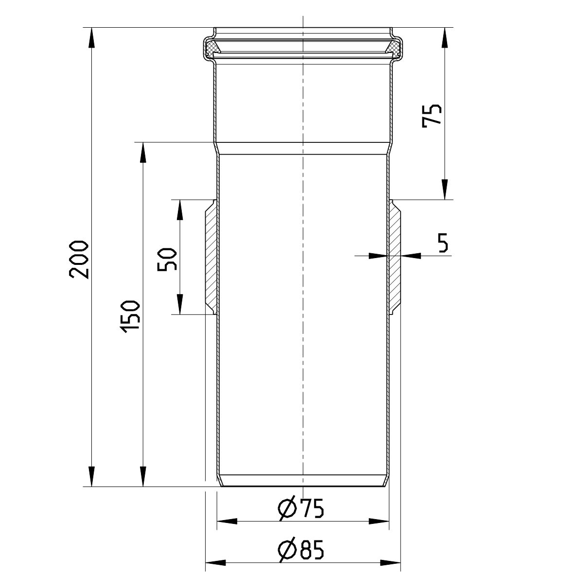 Line Drawing - Penetration-welding sleeve-steel