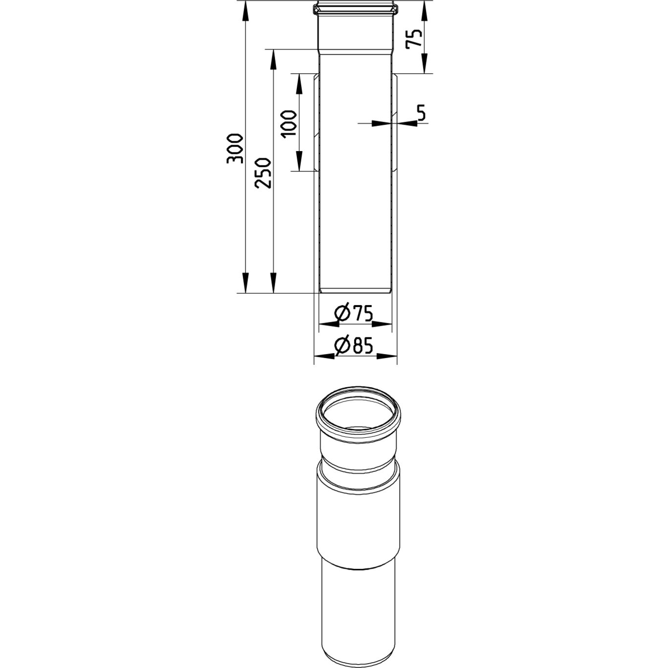 Line Drawing - Penetration-welding sleeve-steel