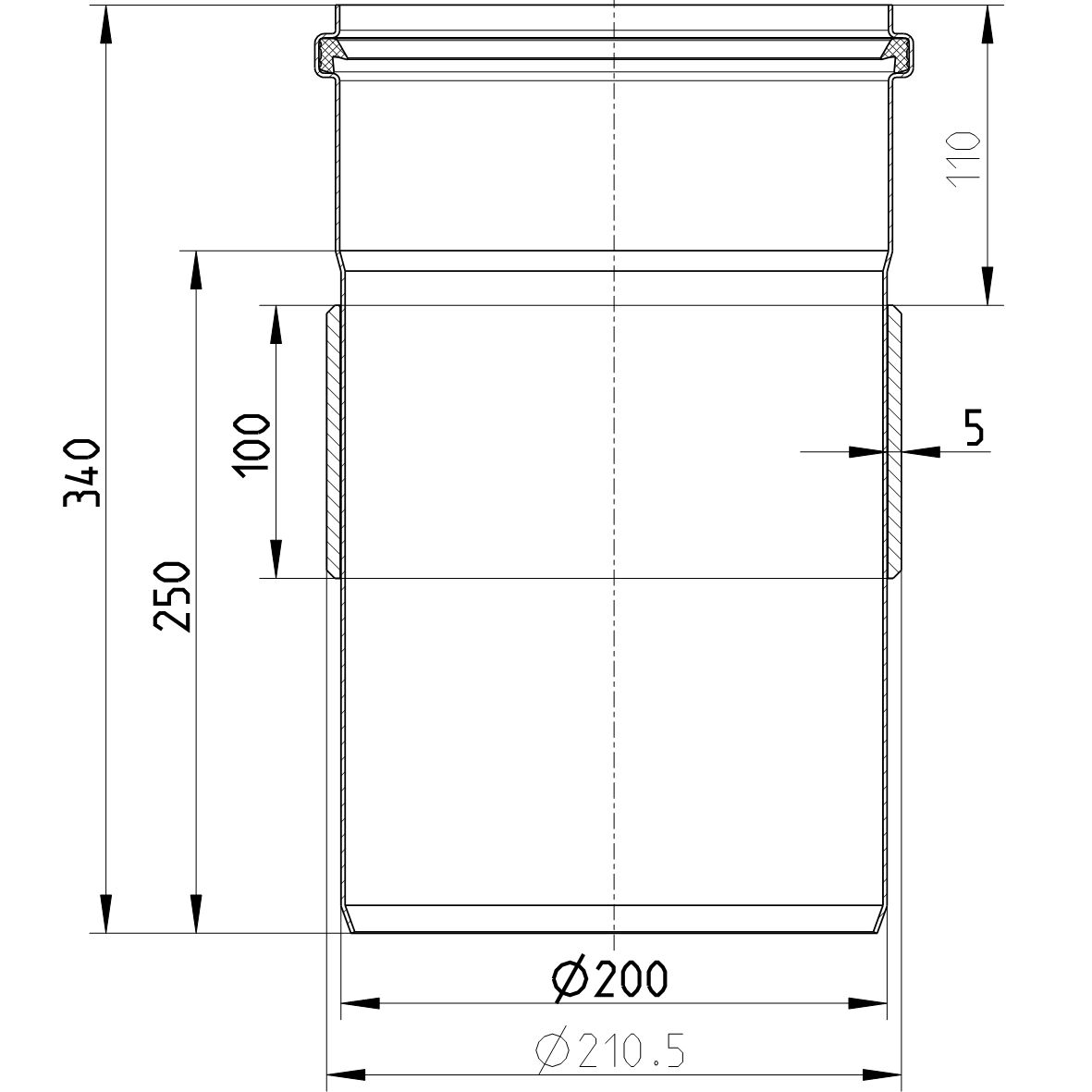 Line Drawing - Penetration-welding sleeve-steel