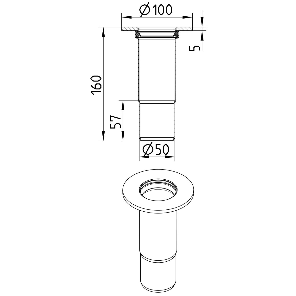 Line Drawing - Penetration-welding flange-steel