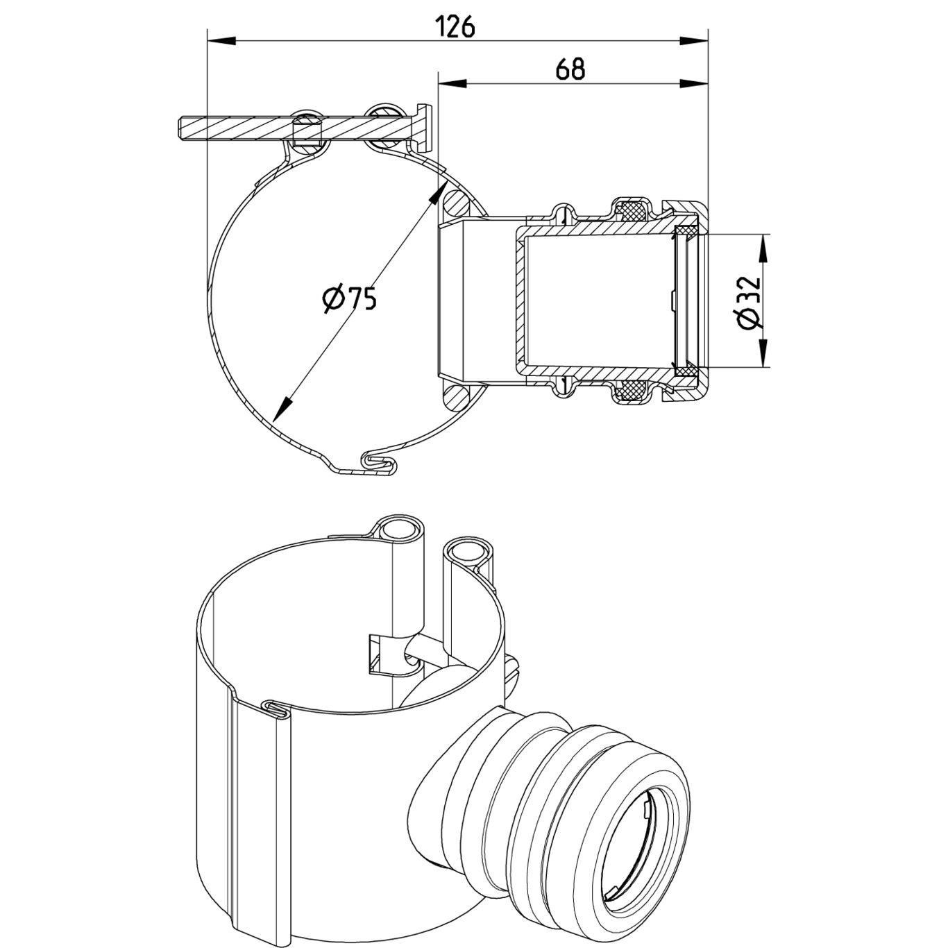 Line Drawing - Saddle clamp