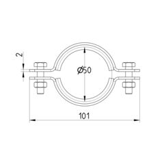 Line Drawing - Pipe hanger-EPDM-2 M6 bolts