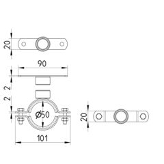 Line Drawing - Pipe hanger-EPDM-BSP threaded