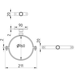 Line Drawing - Pipe hanger-EPDM-BSP threaded